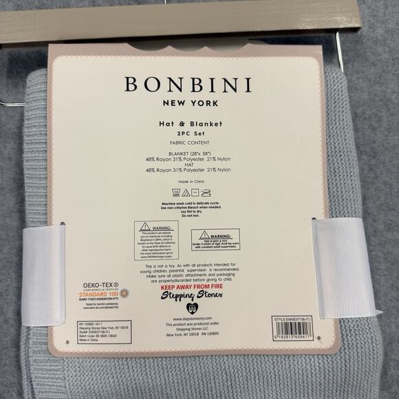 NEW Bonbini Baby Blanket & Hat 2pc Set Embroidered Born in 2025 Stepping Stones - Picture 4 of 4